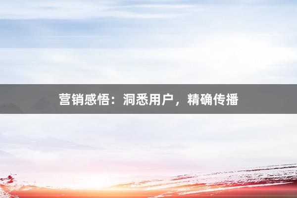 营销感悟：洞悉用户，精确传播